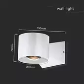 Kép 3/9 - V-TAC 5W LED kétirányú fali lámpa, fehér házas, természetes fehér - SKU 10444