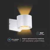 Kép 7/9 - V-TAC 5W LED kétirányú fali lámpa, fehér házas, természetes fehér - SKU 10444