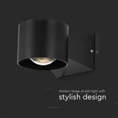 Kép 4/9 - V-TAC 5W LED kétirányú fali lámpa, fekete házas, természetes fehér - SKU 10446