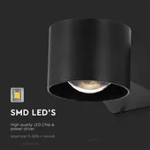 Kép 5/9 - V-TAC 5W LED kétirányú fali lámpa, fekete házas, természetes fehér - SKU 10446