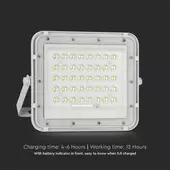 Kép 9/15 - V-TAC 6000mAh napelemes LED reflektor 10W hideg fehér, 800 Lumen, fehér házzal - SKU 7841
