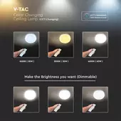 Kép 4/7 - V-TAC 60W csillagos kerek mennyezeti LED lámpa, változtatható szinhőmérsékletű - SKU 2114751