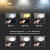 V-TAC 60W csillagos mennyezeti LED lámpa, változtatható színhőmérséklettel, 100 Lm/W - SKU 2114621