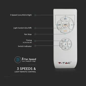 V-TAC 60W mennyezeti ventilátor, változtatható színhőmérséklettel - SKU 7913