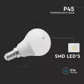 Kép 4/7 - V-TAC 6.5W E14 meleg fehér P45 LED égő - SKU 21863