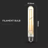 Kép 3/6 - V-TAC 6W borostyán E27 meleg fehér filament T30 LED égő, 100 Lm/W - SKU 217143