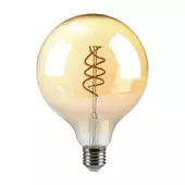 Kép 1/6 - V-TAC 6W borostyán E27 kettős spirál filament G125 LED égő, 1800K - SKU 217328