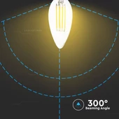 V-TAC 6W E14 hideg fehér filament LED gyertya égő - SKU 7425