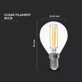 Kép 3/5 - V-TAC 6W E14 meleg fehér filament P45 LED égő, 100Lm/W - SKU 2845