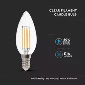 Kép 4/5 - V-TAC 6W E14 természetes fehér filament LED égő, 130Lm/W - SKU 2849