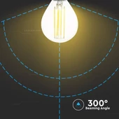 V-TAC 6W E14 természetes fehér filament P45 LED égő, 130Lm/W - SKU 2855