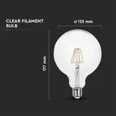 Kép 2/6 - V-TAC 6W E27 hideg fehér filament LED égő - SKU 7427