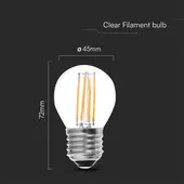 Kép 2/5 - V-TAC 6W E27 meleg fehér filament G45 LED égő, 100 Lm/W - SKU 212842