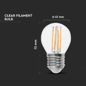 Kép 3/5 - V-TAC 6W E27 meleg fehér filament G45 LED égő, 100Lm/W - SKU 2842