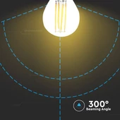 V-TAC 6W E27 természetes fehér filament G45 LED égő, 100Lm/W - SKU 2843