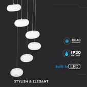 V-TAC 72W dimmelhető designer csillár, beépített LED fényforrással, meleg fehér - SKU 40011