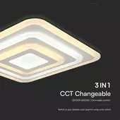 Kép 5/9 - V-TAC 77W dekoratív szögletes mennyezeti lámpa, fényerőszabályozható, CCT - SKU 23396