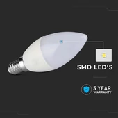 V-TAC 7W E14 természetes fehér LED gyertya égő - SKU 112