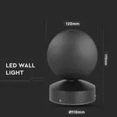 Kép 2/9 - V-TAC 7W kültéri, fekete, forgatható, fali LED lámpa természetes fehér - SKU 8220