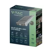 Kép 1/20 - V-TAC 8in1 napelemes 8W LED lámpa, mozgásérzékelővel, hideg fehér - SKU 6850