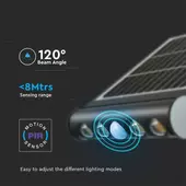 Kép 8/20 - V-TAC 8in1 napelemes 8W LED lámpa, mozgásérzékelővel, hideg fehér - SKU 6850