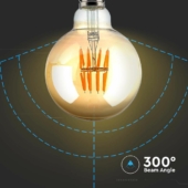 Kép 4/5 - V-TAC 8W borostyán E27 G95 filament LED égő, 2200K - SKU 217145