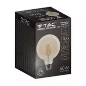 Kép 3/7 - V-TAC 8W borostyán E27 meleg fehér dimmelhető filament G125 LED égő - SKU 217155