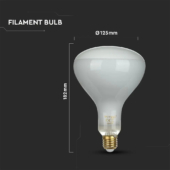 Kép 2/6 - V-TAC 8W E27 természetes fehér dimmelhető filament LED égő - SKU 7467