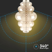 Kép 5/7 - V-TAC 8W füstözött E27 meleg fehér dimmelhető spirál filament S200 LED égő - SKU 217465