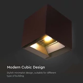 V-TAC 9W COB LED szolár fali Corten lámpa, szenzorral, állítható színhőmérséklettel - SKU 23824