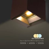 V-TAC 9W COB LED szolár fali Corten lámpa, szenzorral, állítható színhőmérséklettel - SKU 23824