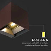 V-TAC 9W COB LED szolár fali Corten lámpa, szenzorral, állítható színhőmérséklettel - SKU 23824