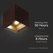 V-TAC 9W COB LED szolár fali Corten lámpa, szenzorral, állítható színhőmérséklettel - SKU 23824