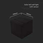 V-TAC 9W COB LED szolár fali fekete lámpa, szenzorral, állítható színhőmérséklettel - SKU 23770