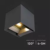 Kép 7/12 - V-TAC 9W COB LED szolár fali fekete lámpa, szenzorral, meleg fehér fénnyel - SKU 11884