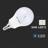 Kép 3/7 - V-TAC 9W E14 meleg fehér LED égő - SKU 114