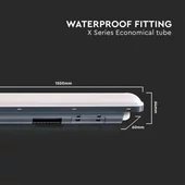 V-TAC ABS LED lámpa 150cm 48W IP65 természetes fehér 120 Lm/W (X-Széria) - SKU 10223
