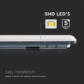 V-TAC ABS LED lámpa 150cm 48W IP65 természetes fehér 120 Lm/W (X-Széria) - SKU 10223