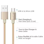 Kép 3/6 - V-TAC arany, USB - Micro USB 1m hálózati kábel - SKU 8490