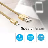 Kép 4/6 - V-TAC arany, USB - Micro USB 1m hálózati kábel - SKU 8495