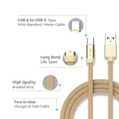 Kép 3/7 - V-TAC arany, USB - Type-C 1m hálózati kábel - SKU 8499