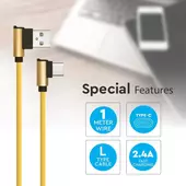 Kép 4/7 - V-TAC arany, USB - Type-C 1m hálózati kábel - SKU 8640