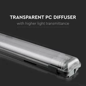 V-TAC armatúra 2 db LED fénycsővel 120cm 36W IP65 természetes fehér - SKU 6387