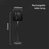Kép 2/9 - V-TAC asztali akkumulátoros lámpa, fekete színű házzal és állítható színhőmérséklettel - SKU 23356