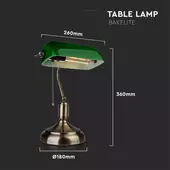 Kép 2/6 - V-TAC asztali lámpa, zöld banklámpa, E27 foglalattal - SKU 3912