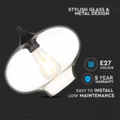 Kép 3/6 - V-TAC átlátszó üveg csillár, függeszték E27 foglalattal - SKU 3867
