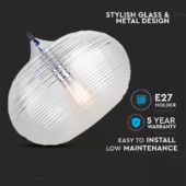 Kép 3/5 - V-TAC átlátszó üveg csillár, függeszték E27 foglalattal - SKU 3879