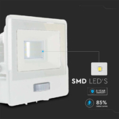 Kép 4/12 - V-TAC beépített mozgásérzékelős LED reflektor 10W hideg fehér, fehér házzal - SKU 20270