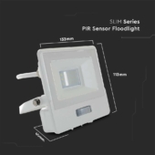 Kép 2/11 - V-TAC beépített mozgásérzékelős LED reflektor 10W hideg fehér, fehér házzal - SKU 20294