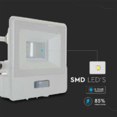 Kép 4/11 - V-TAC beépített mozgásérzékelős LED reflektor 10W hideg fehér, fehér házzal - SKU 20294